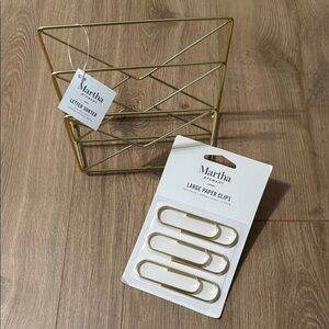 Martha Stewart Gold Letter Sorter and Paper Clips